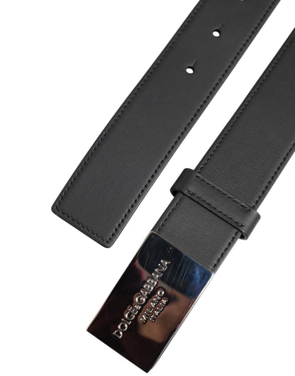 Dolce &amp; Gabbana Black Leather Classic Metal Logo Buckle Belt
