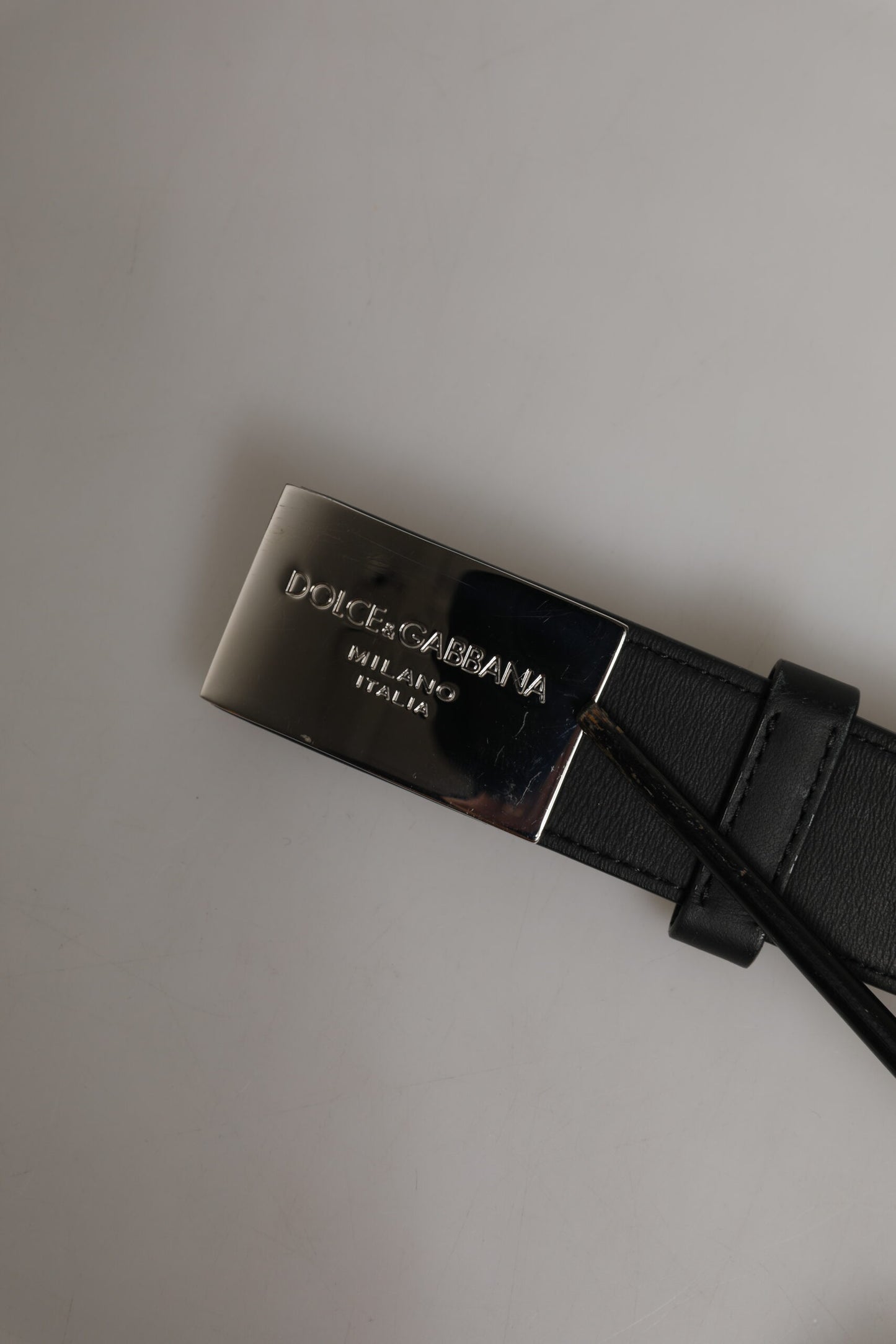 Dolce &amp; Gabbana Black Leather Classic Metal Logo Buckle Belt