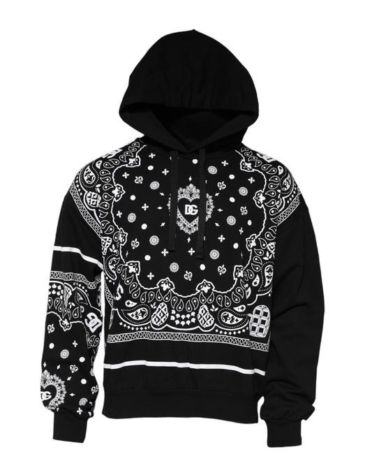 Dolce &amp; Gabbana Black Bandana Hooded Men Sweatshirt Sweater