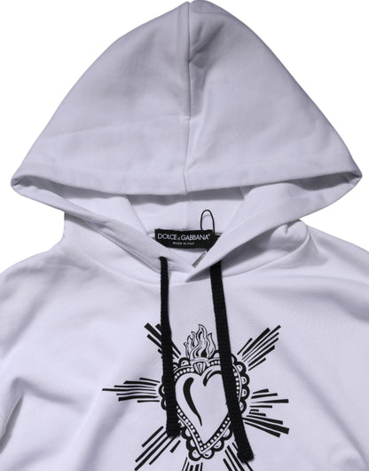 Dolce &amp; Gabbana White Sacred Heart Hooded Sweatshirt Sweater