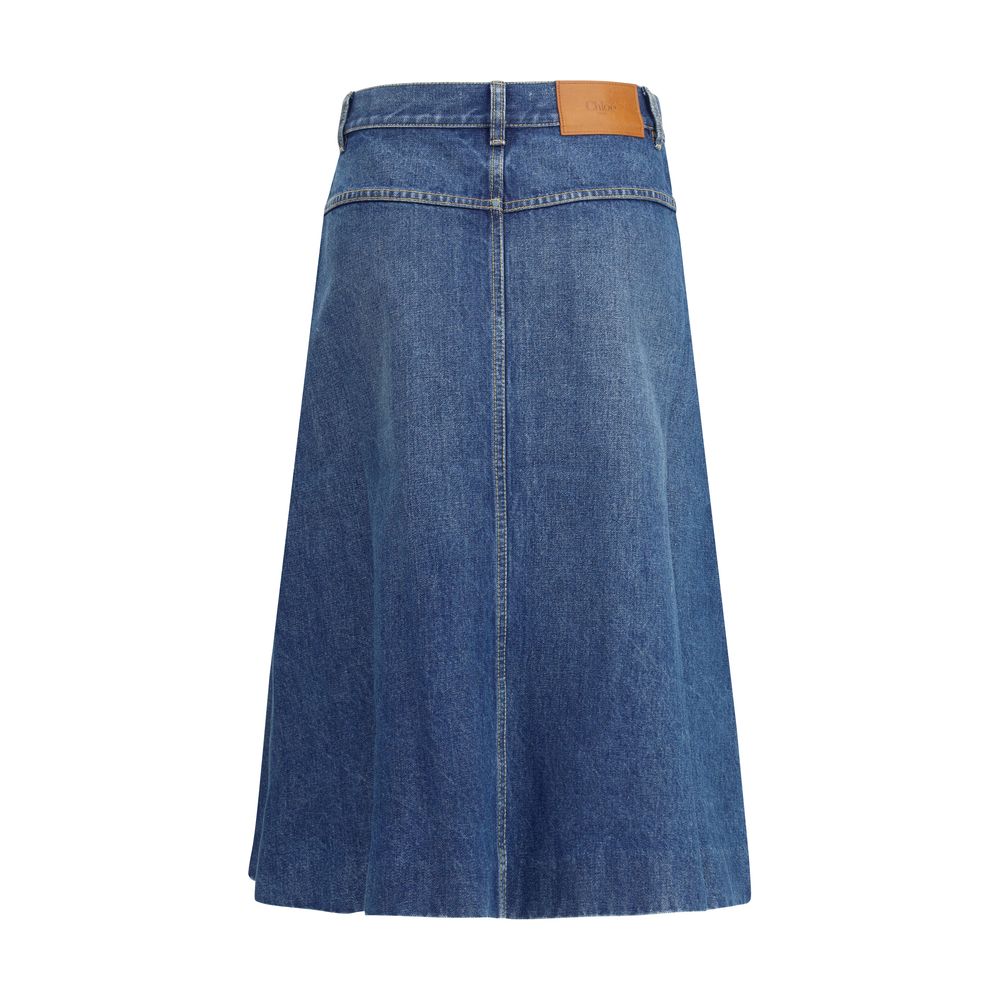 Chloé Denim midi skirt