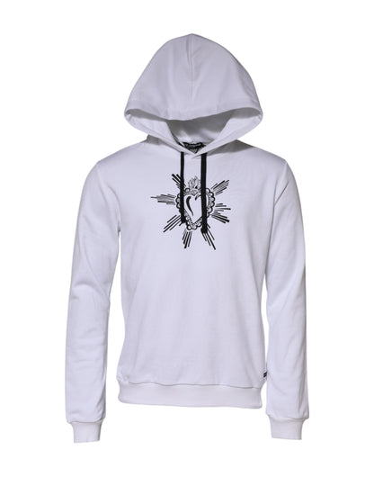 Dolce &amp; Gabbana White Sacred Heart Hooded Sweatshirt Sweater