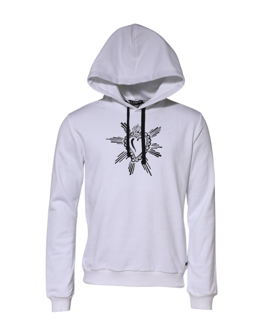 Dolce &amp; Gabbana White Sacred Heart Hooded Sweatshirt Sweater