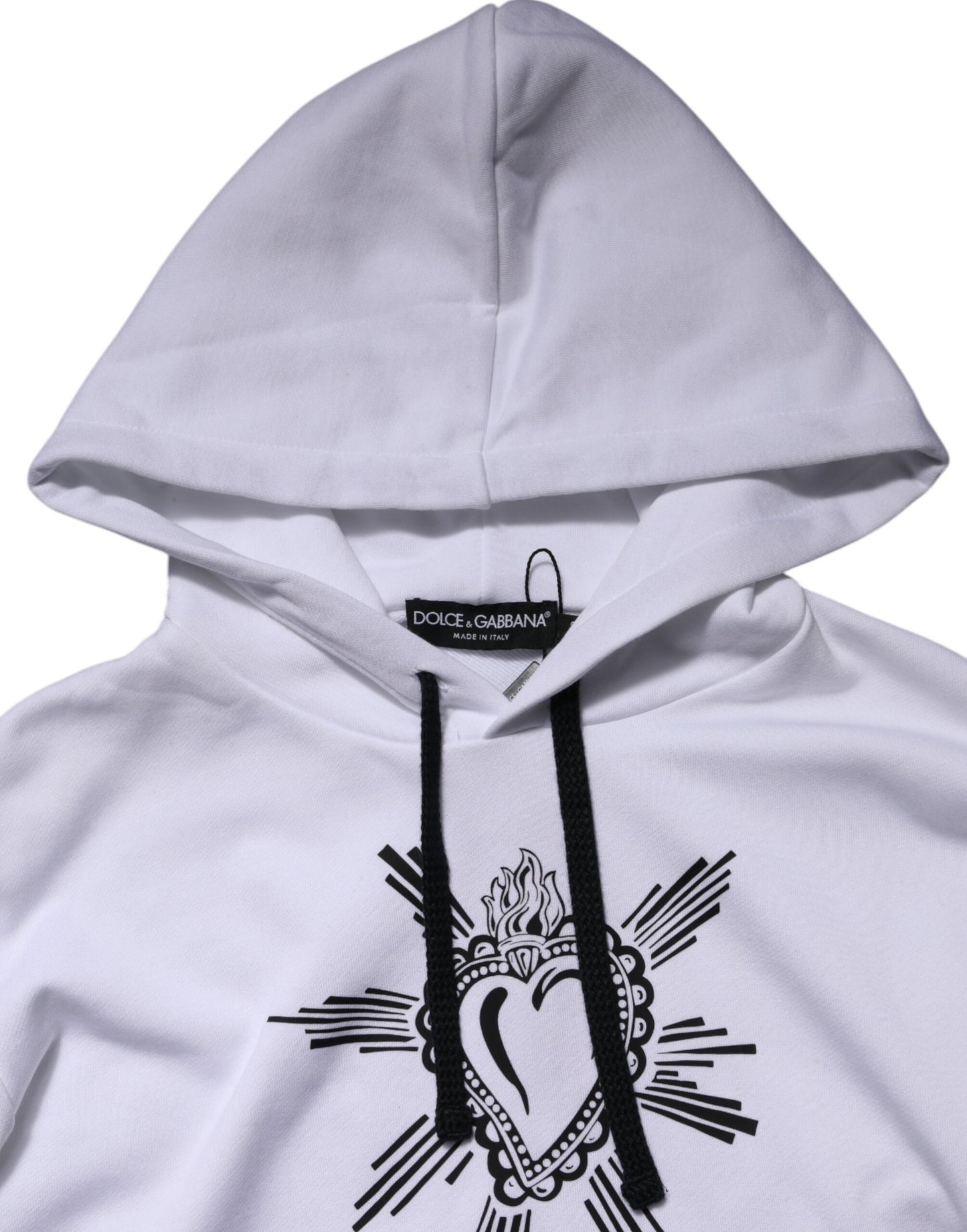 Dolce &amp; Gabbana White Sacred Heart Hooded Sweatshirt Sweater