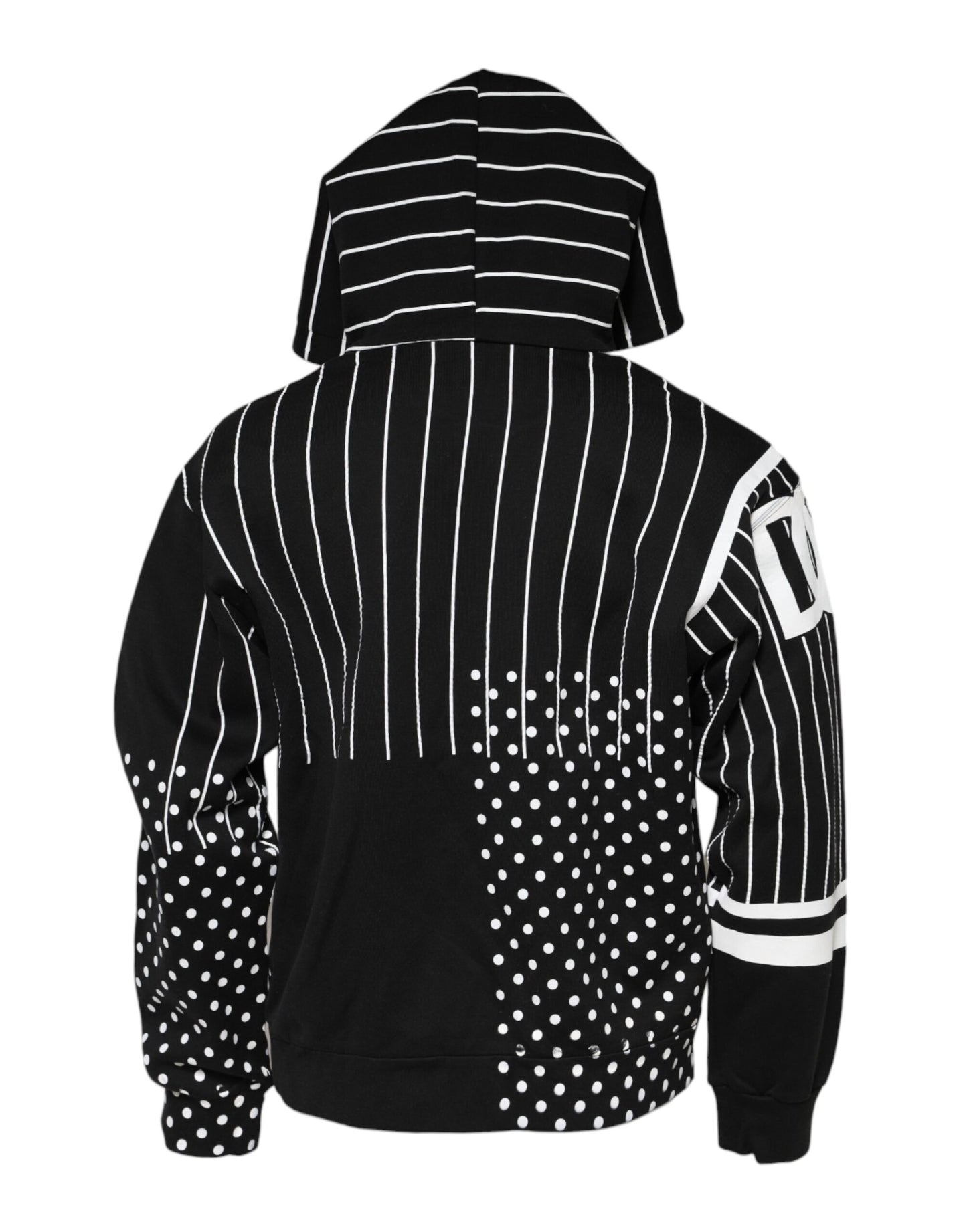 Dolce &amp; Gabbana Black Stripes Hooded Men Sweatshirt Sweater