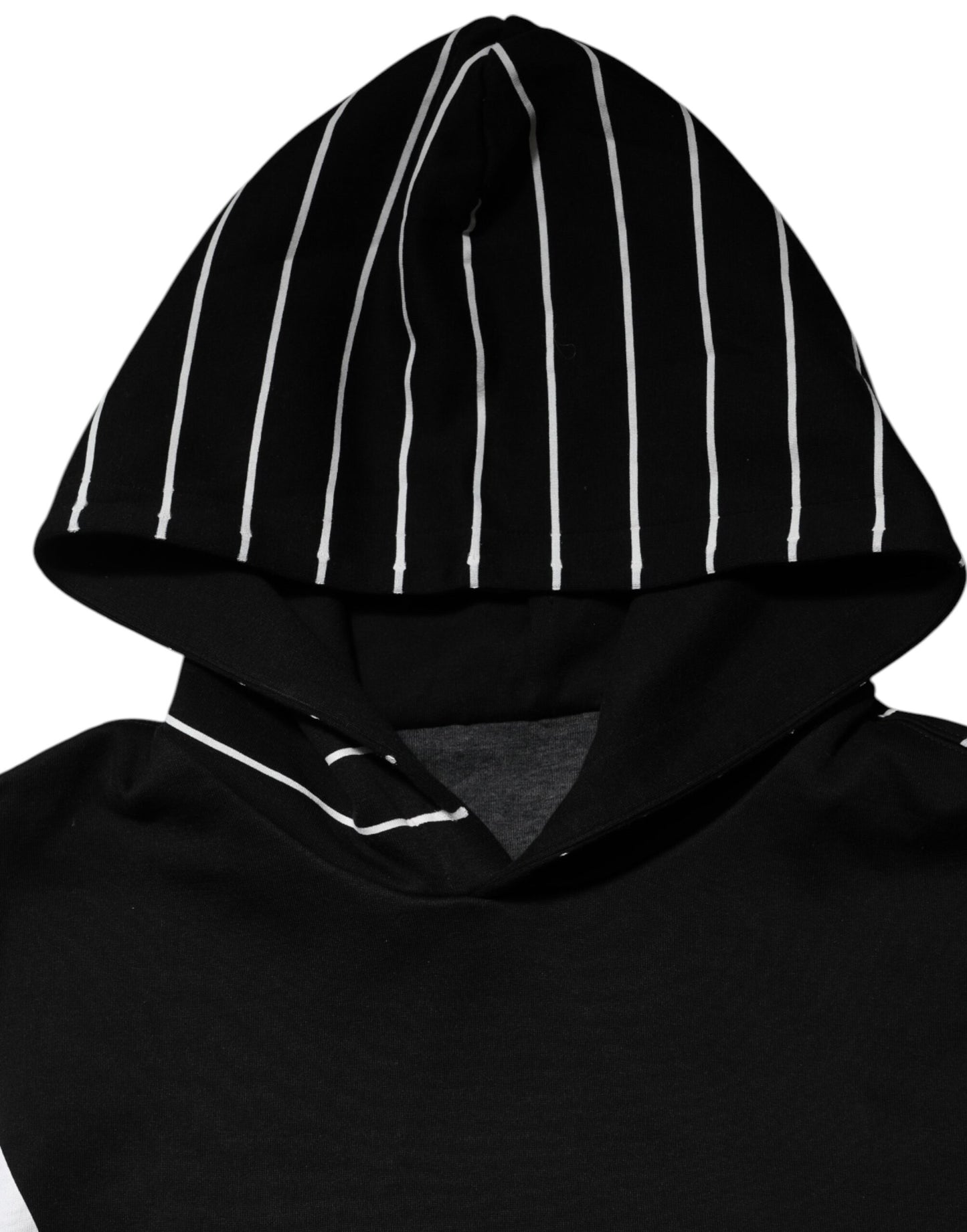 Dolce &amp; Gabbana Black Stripes Hooded Men Sweatshirt Sweater