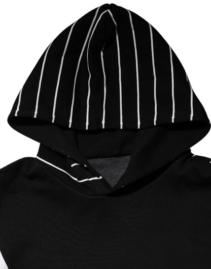 Dolce &amp; Gabbana Black Stripes Hooded Men Sweatshirt Sweater