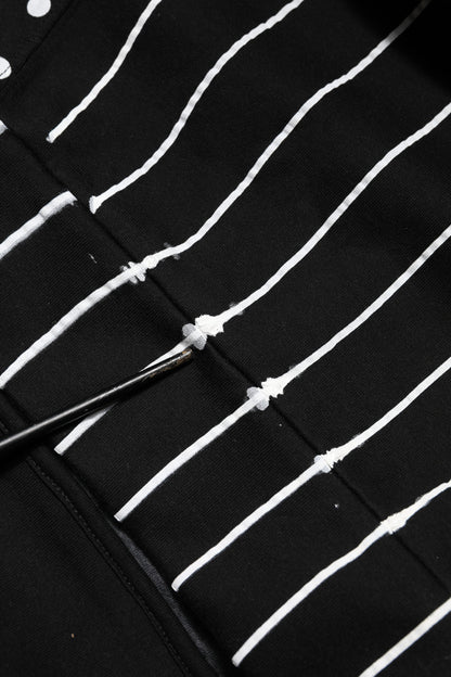 Dolce &amp; Gabbana Black Stripes Hooded Men Sweatshirt Sweater