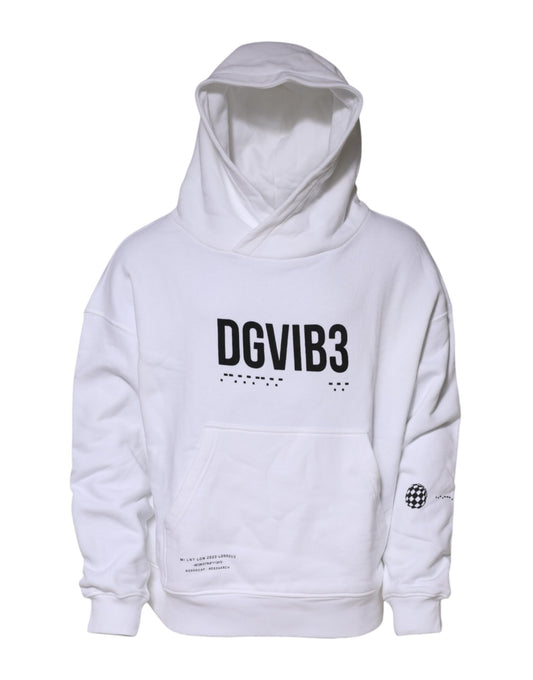 Dolce &amp; Gabbana White DG Vib3 Hooded Men Sweatshirt Sweater