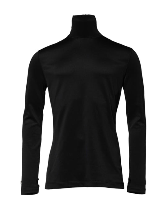 Dolce &amp; Gabbana Black Polyester Turtleneck Pullover Sweater