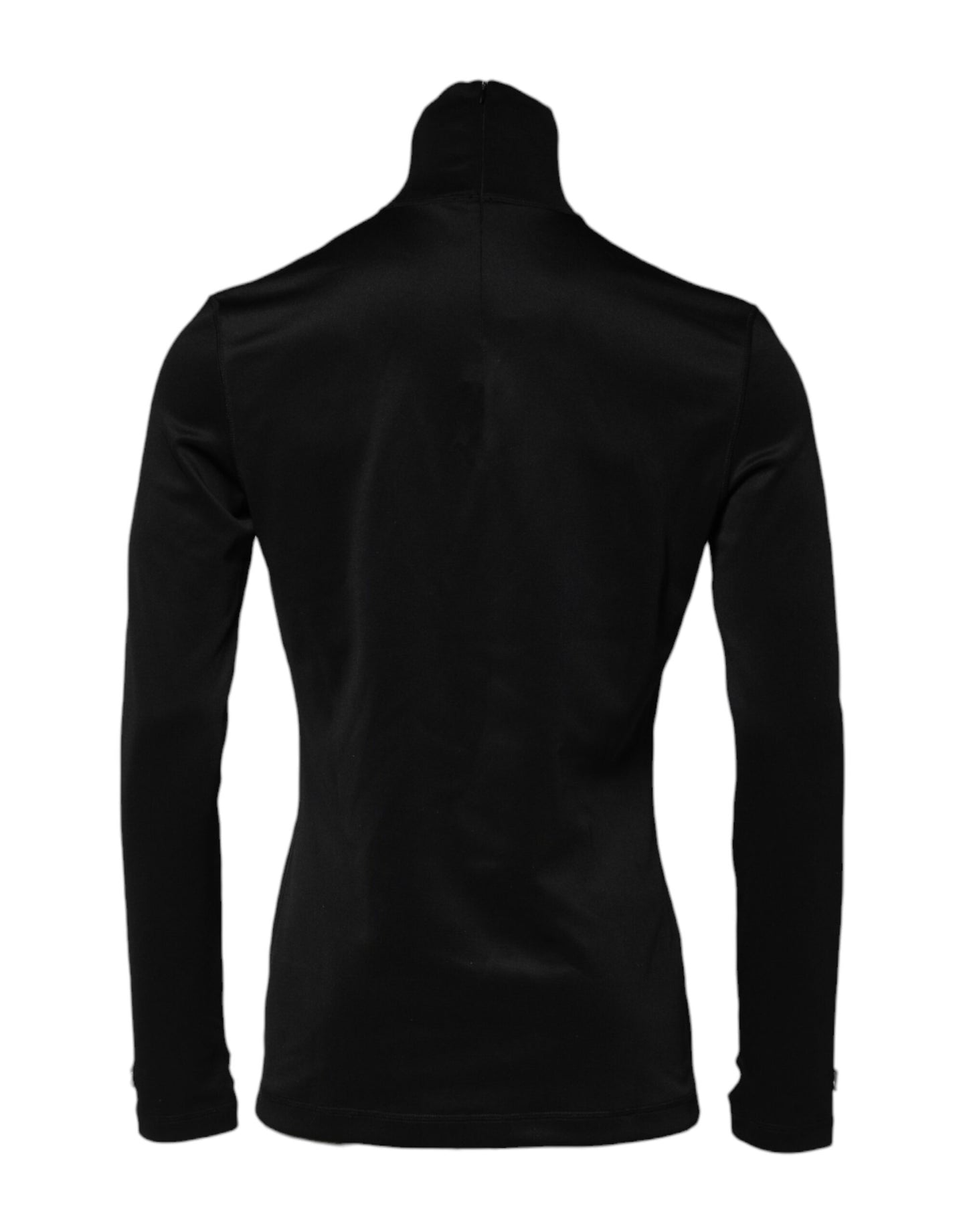 Dolce &amp; Gabbana Black Polyester Turtleneck Pullover Sweater