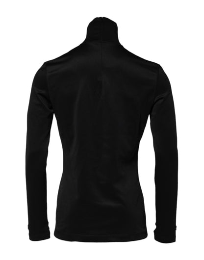 Dolce &amp; Gabbana Black Polyester Turtleneck Pullover Sweater