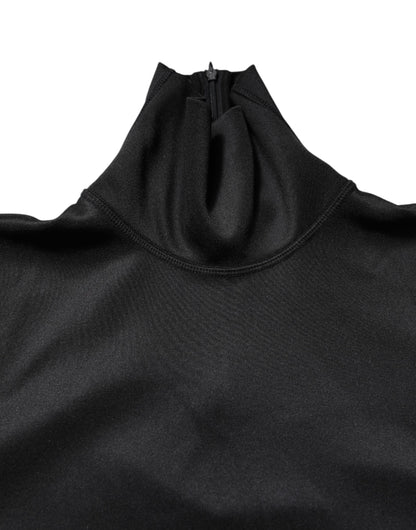 Dolce &amp; Gabbana Black Polyester Turtleneck Pullover Sweater