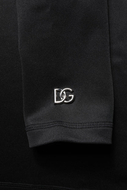 Dolce &amp; Gabbana Black Polyester Turtleneck Pullover Sweater