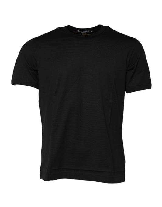 Dolce &amp; Gabbana Black Cotton Logo Print Crew Neck T-shirt