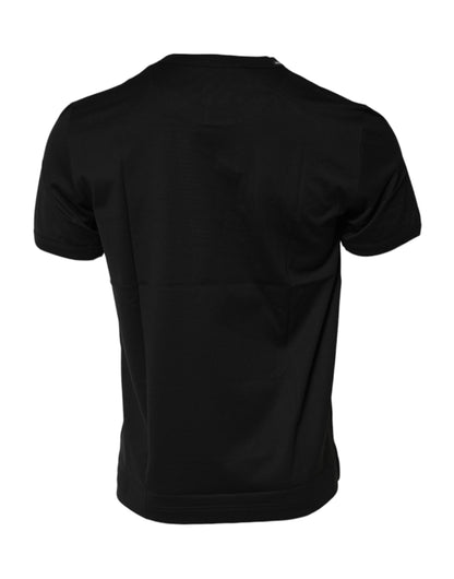 Dolce &amp; Gabbana Black Cotton Logo Print Crew Neck T-shirt