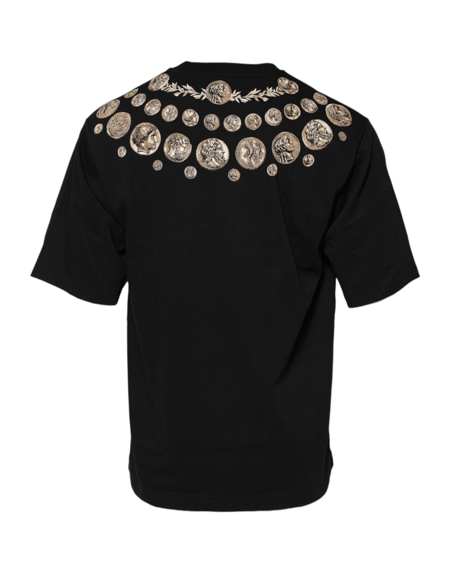 Dolce &amp; Gabbana Black Coin Print Cotton Crew Neck T-shirt