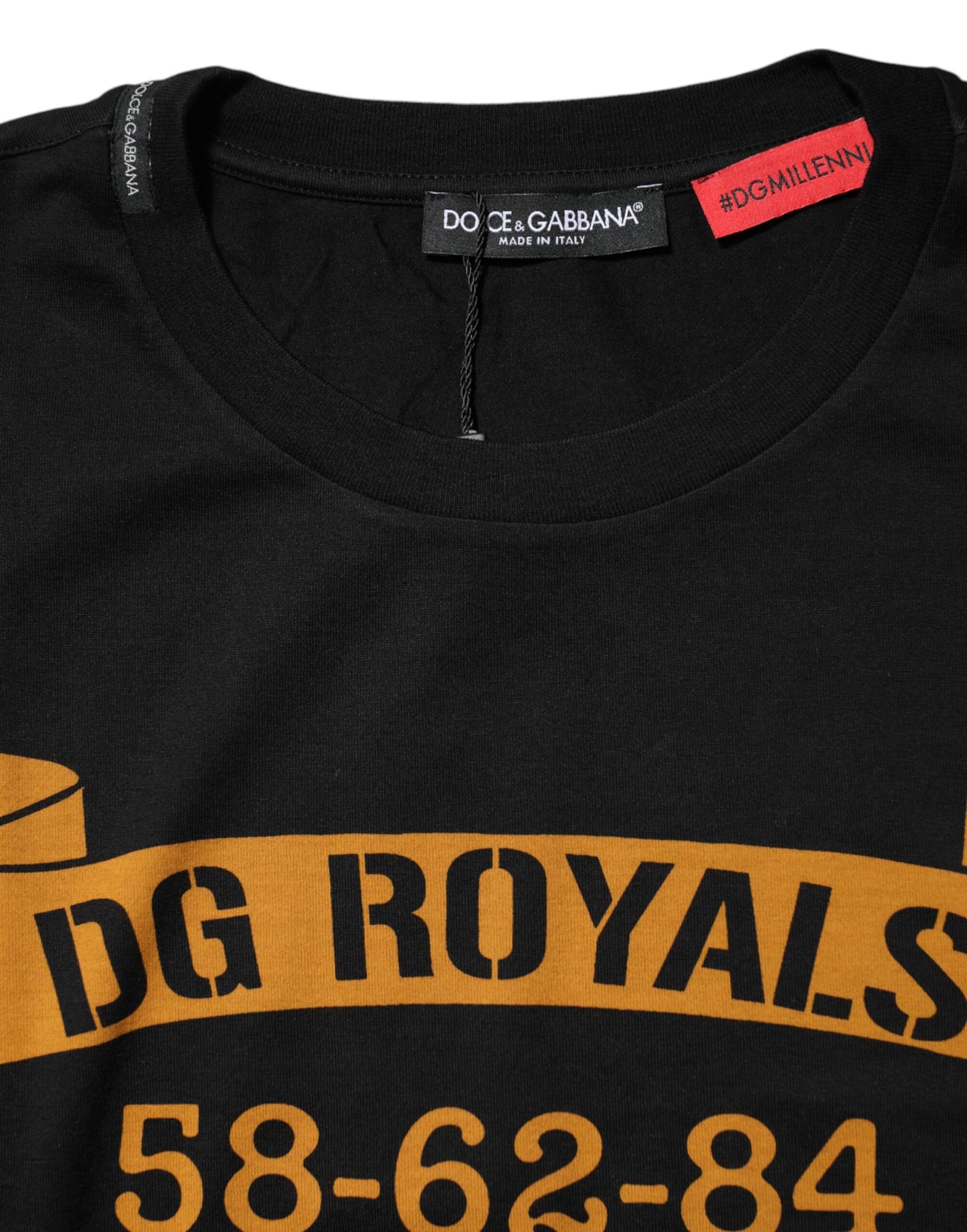Dolce &amp; Gabbana Black DG Royals Cotton Crew Neck T-shirt