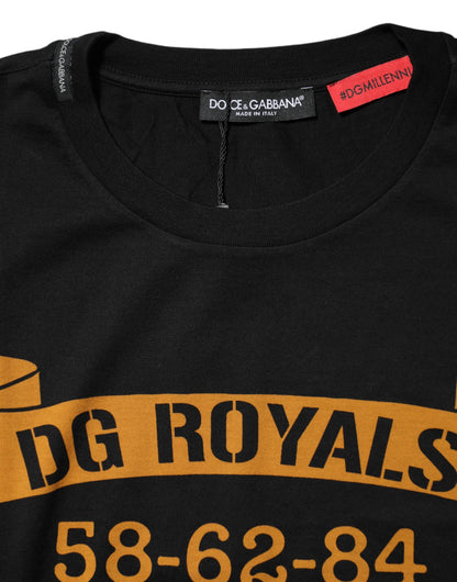 Dolce &amp; Gabbana Black DG Royals Cotton Crew Neck T-shirt