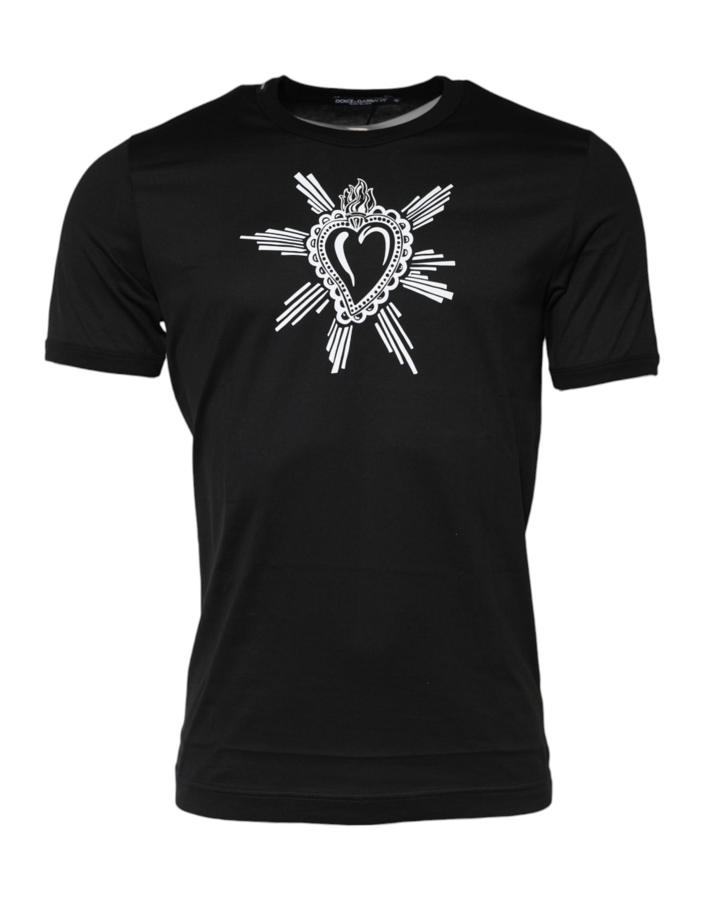 Dolce &amp; Gabbana Black Sacred Heart Cotton Crew Neck T-shirt