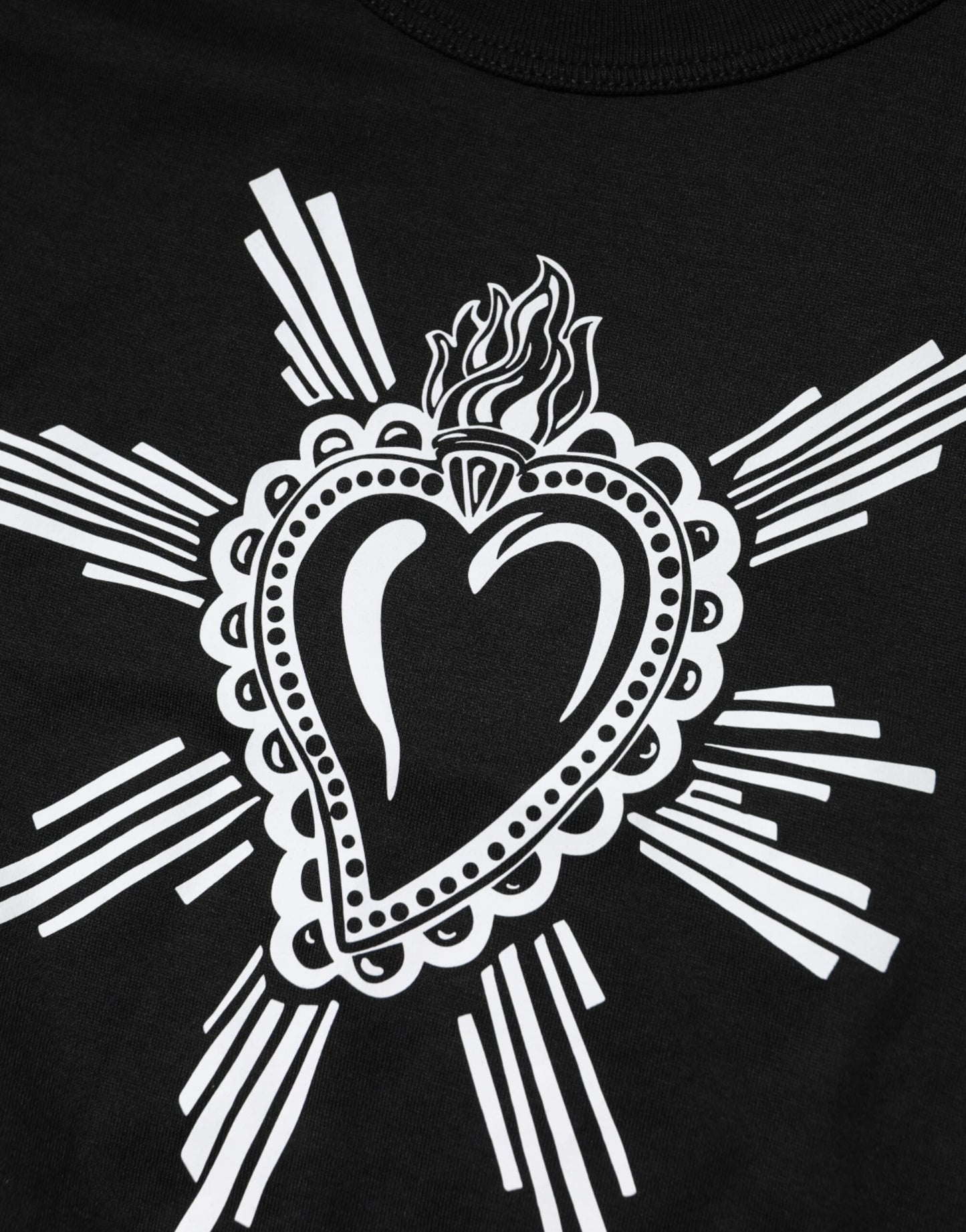 Dolce &amp; Gabbana Black Sacred Heart Cotton Crew Neck T-shirt