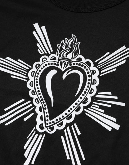 Dolce &amp; Gabbana Black Sacred Heart Cotton Crew Neck T-shirt