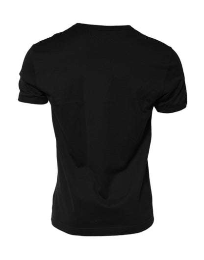 Dolce &amp; Gabbana Black Logo Patch Cotton Crew Neck T-shirt