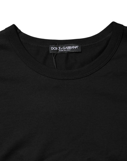 Dolce &amp; Gabbana Black Logo Patch Cotton Crew Neck T-shirt