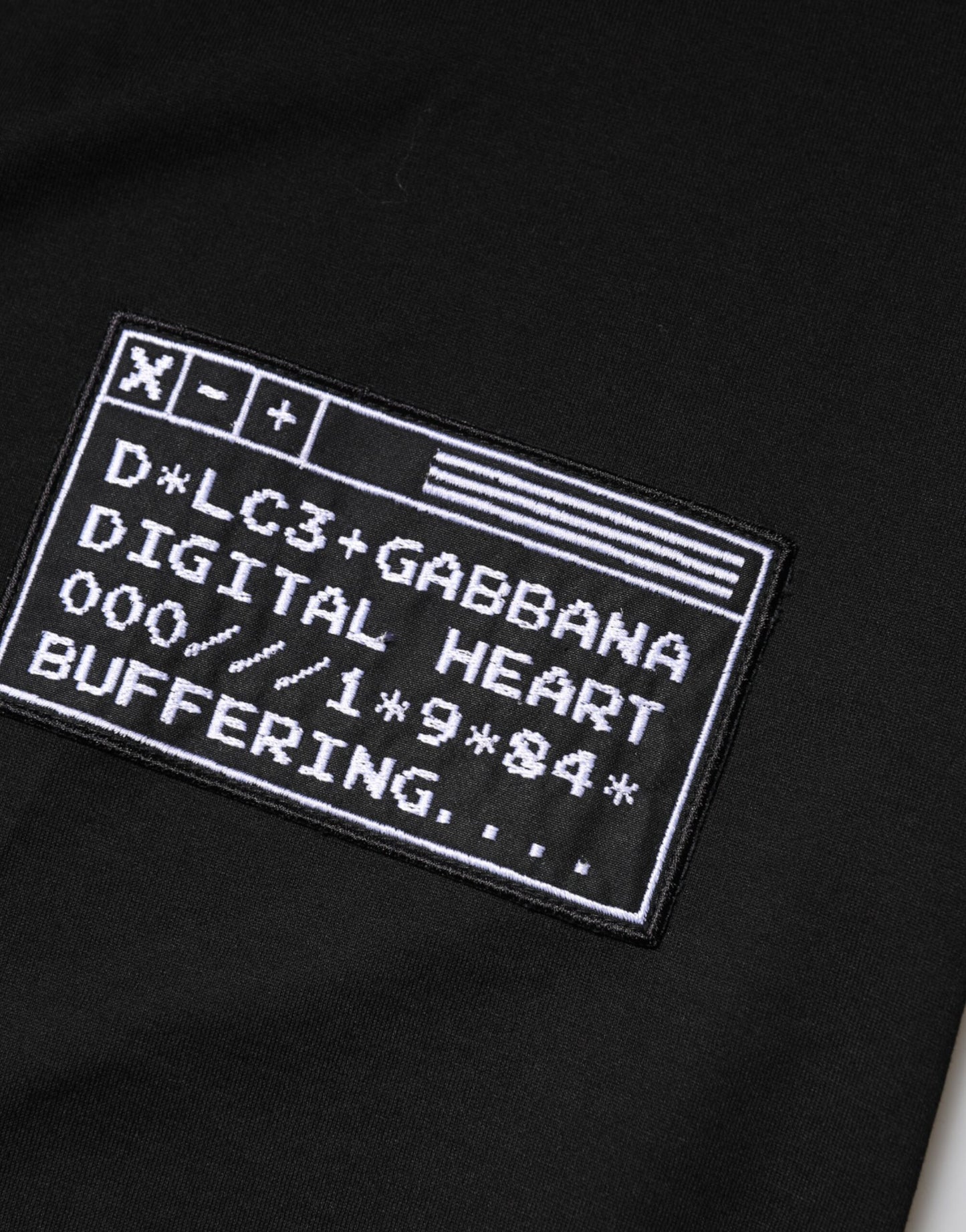 Dolce &amp; Gabbana Black Logo Patch Cotton Crew Neck T-shirt