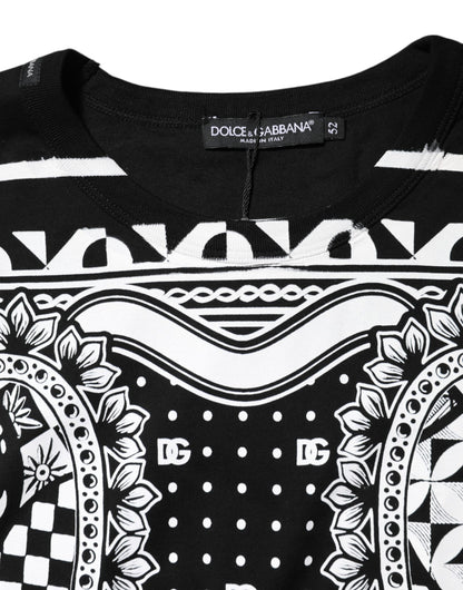 Dolce &amp; Gabbana Black Bandana Print Cotton Crew Neck T-shirt
