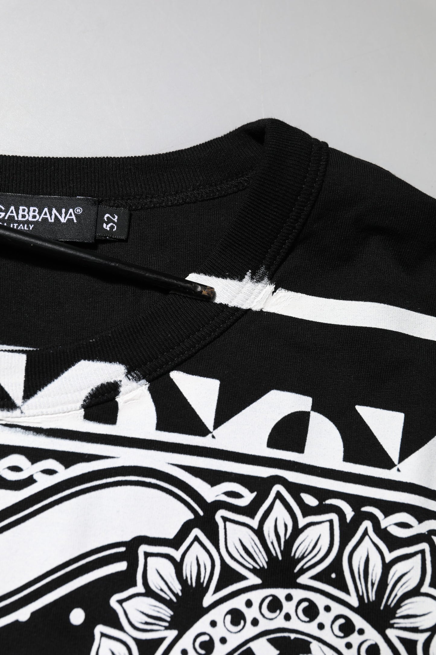 Dolce &amp; Gabbana Black Bandana Print Cotton Crew Neck T-shirt