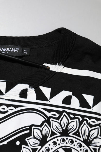 Dolce &amp; Gabbana Black Bandana Print Cotton Crew Neck T-shirt