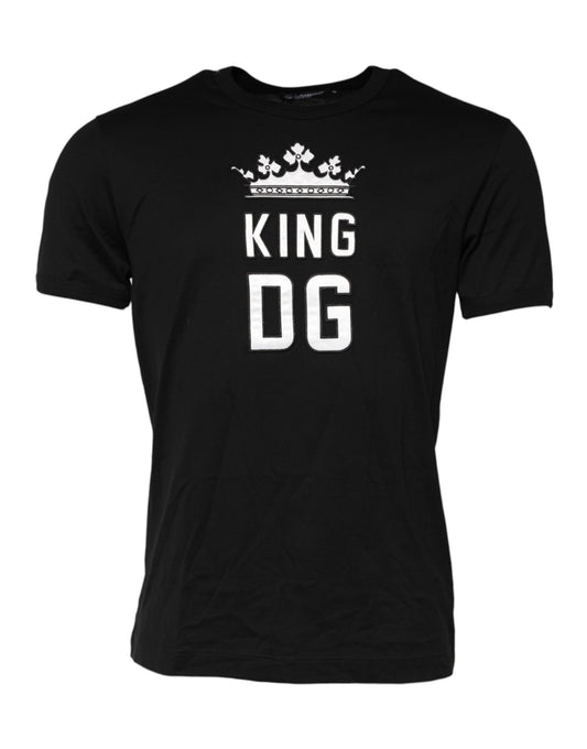Dolce &amp; Gabbana Black DG King Crown Cotton Crew Neck T-shirt