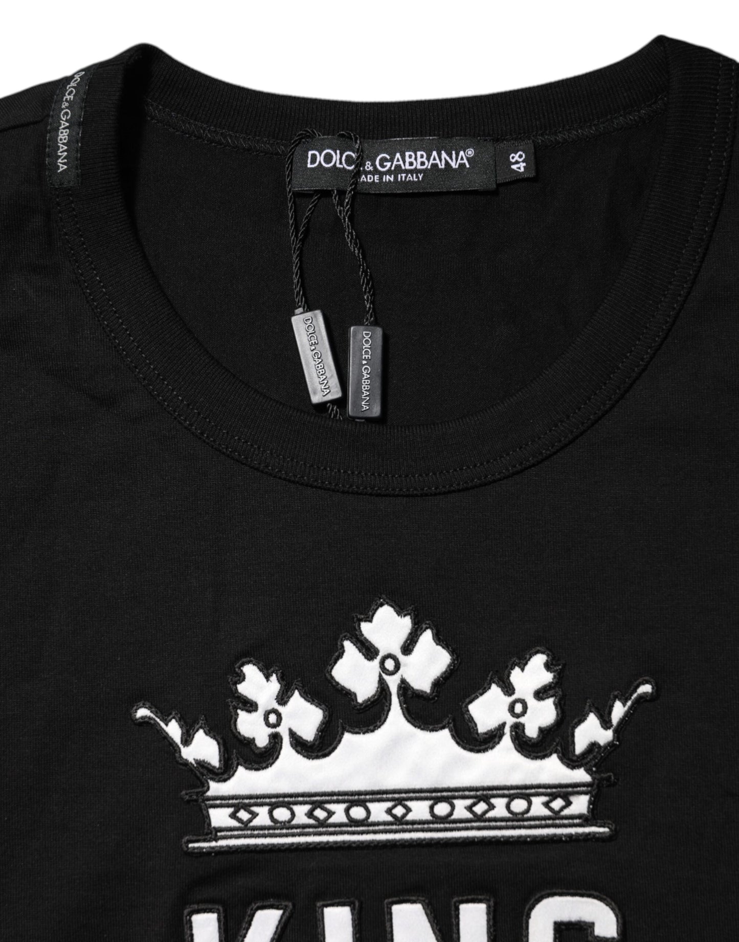 Dolce &amp; Gabbana Black DG King Crown Cotton Crew Neck T-shirt