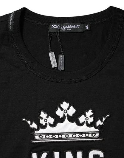Dolce &amp; Gabbana Black DG King Crown Cotton Crew Neck T-shirt