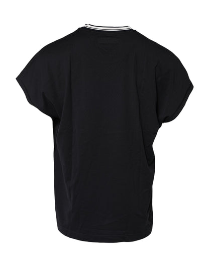 Dolce &amp; Gabbana Dark Blue Venezia Crown Cotton Crew Neck T-shirt