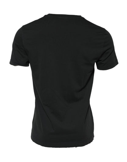 Dolce &amp; Gabbana Black DG Crew Devotion Cotton Crew Neck T-shirt