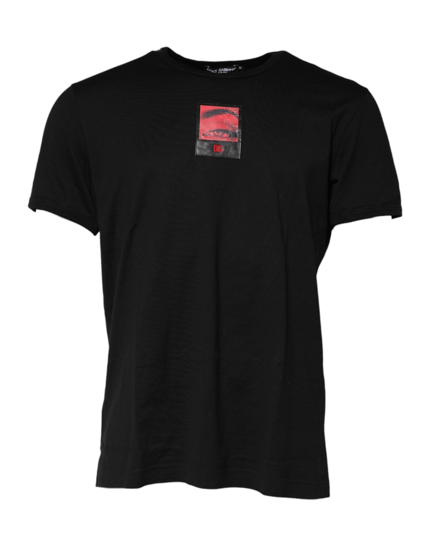 Dolce &amp; Gabbana Black Eye Print Cotton Men Crew Neck T-shirt