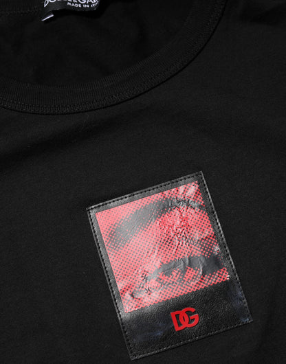 Dolce &amp; Gabbana Black Eye Print Cotton Men Crew Neck T-shirt