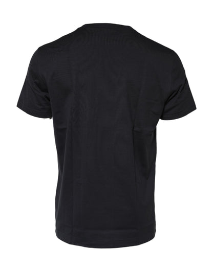 Dolce &amp; Gabbana Black DG Compass Print Cotton Crew Neck T-shirt