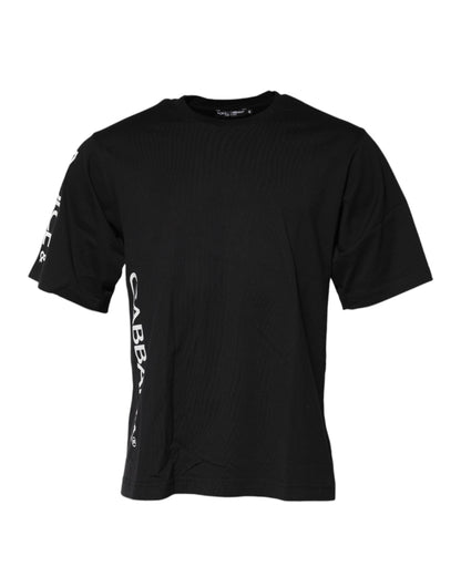 Dolce &amp; Gabbana Black Logo Print Cotton Men Crew Neck T-shirt