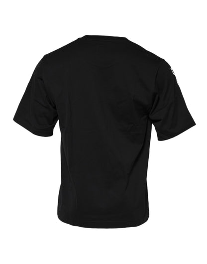 Dolce &amp; Gabbana Black Logo Print Cotton Men Crew Neck T-shirt