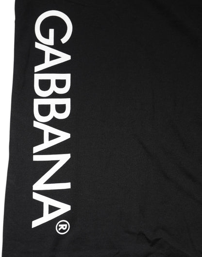 Dolce &amp; Gabbana Black Logo Print Cotton Men Crew Neck T-shirt
