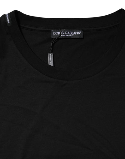 Dolce &amp; Gabbana Black Cotton Crew Neck Short Sleeves T-shirt