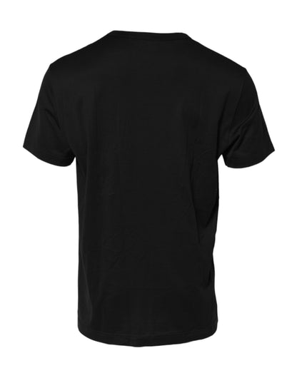 Dolce &amp; Gabbana Black Embossed Logo Cotton Crew Neck T-shirt