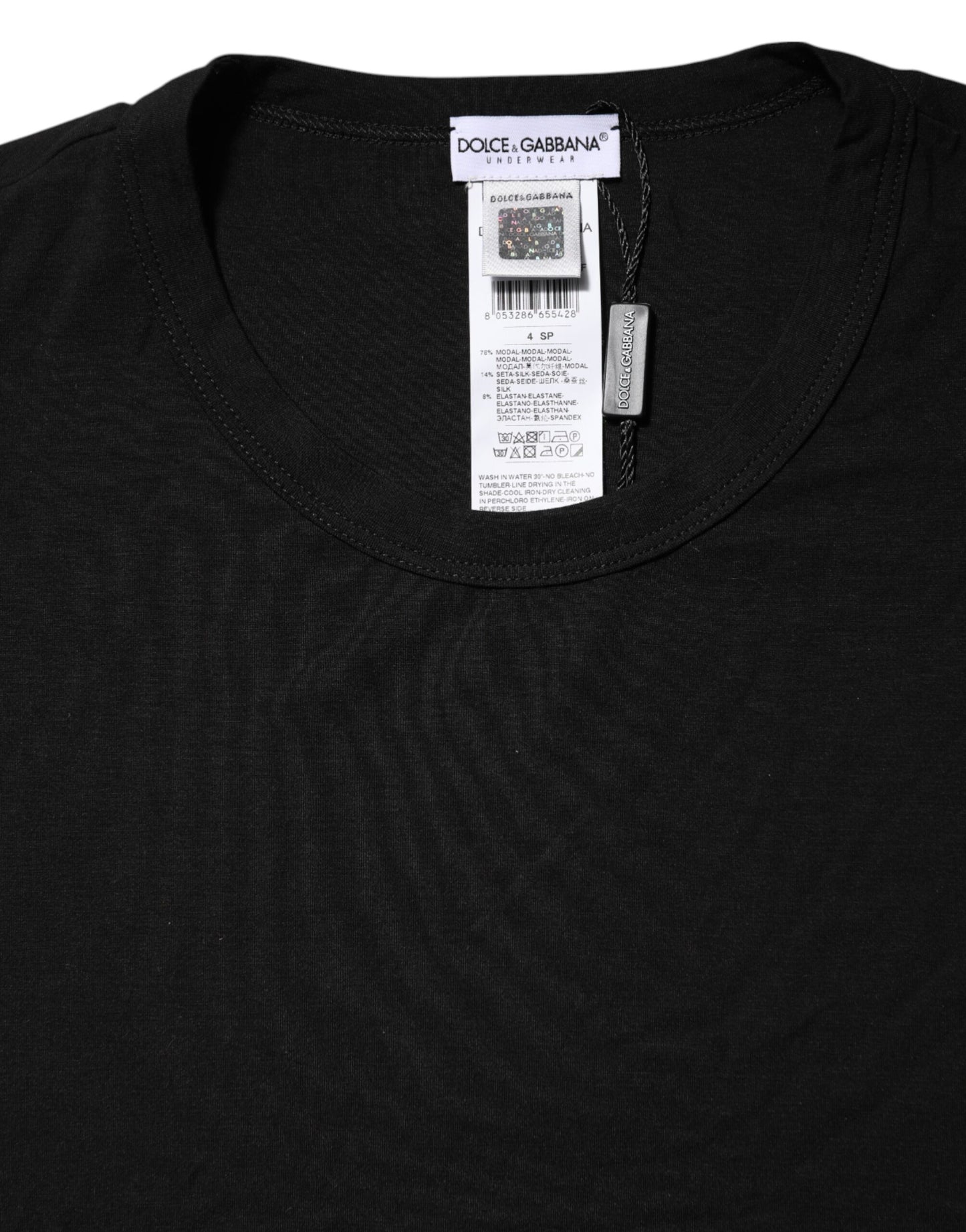 Dolce &amp; Gabbana Black Modal Men Crew Neck Underwear T-shirt