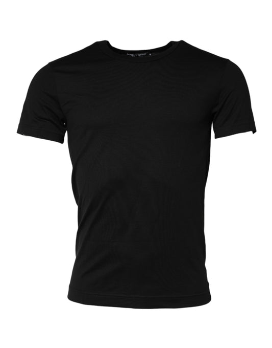 Dolce &amp; Gabbana Black Cotton Crewneck Short Sleeves T-shirt