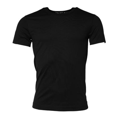 Dolce &amp; Gabbana Black Cotton Crewneck Short Sleeves T-shirt