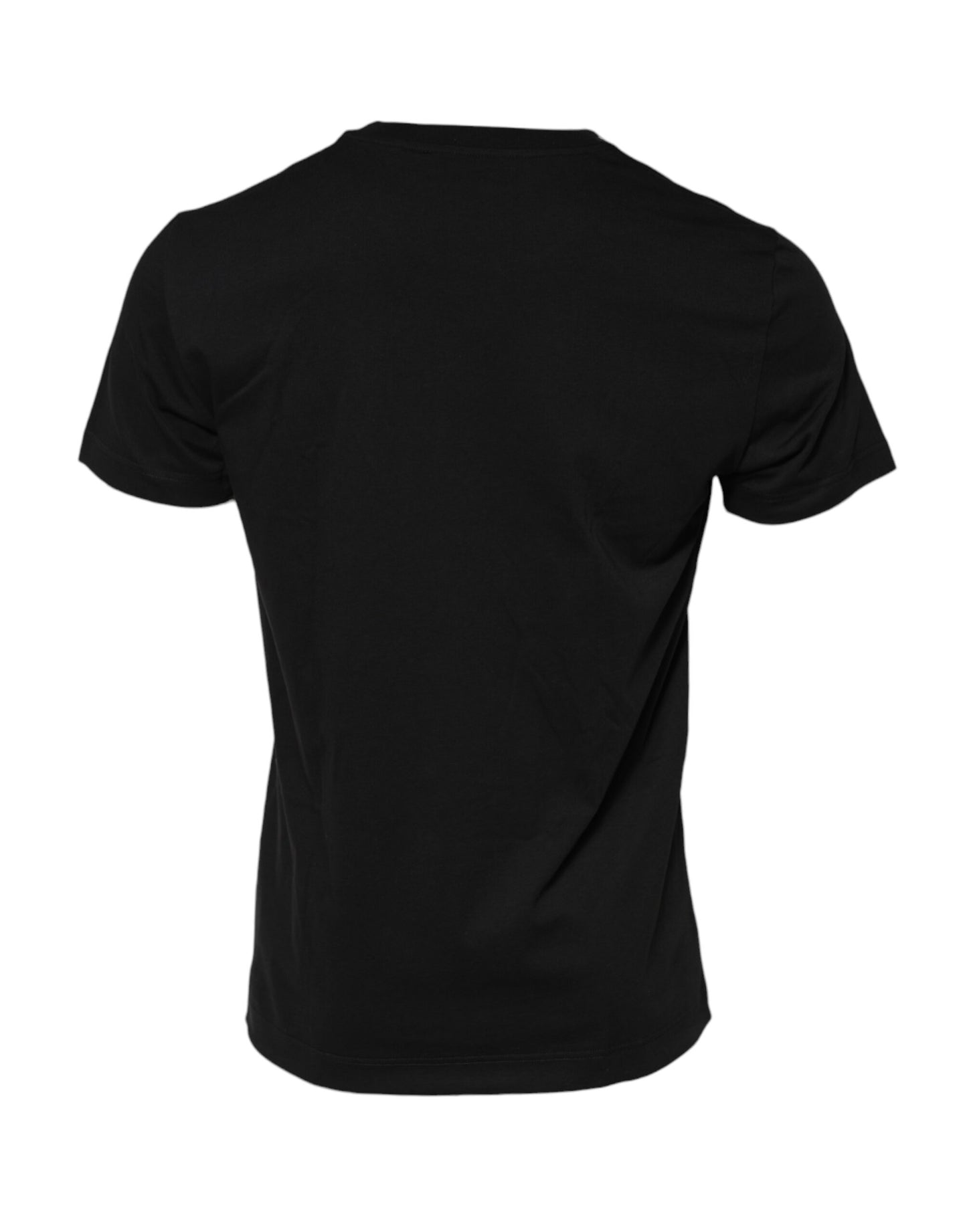 Dolce &amp; Gabbana Black Logo Plaque Cotton Crew Neck T-shirt