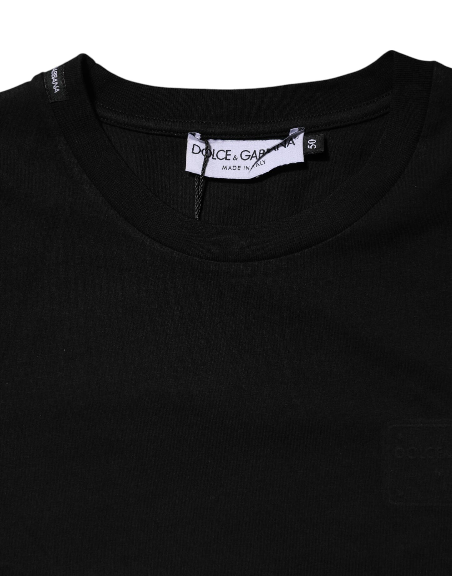 Dolce &amp; Gabbana Black Cotton Crew Neck Short Sleeves T-shirt